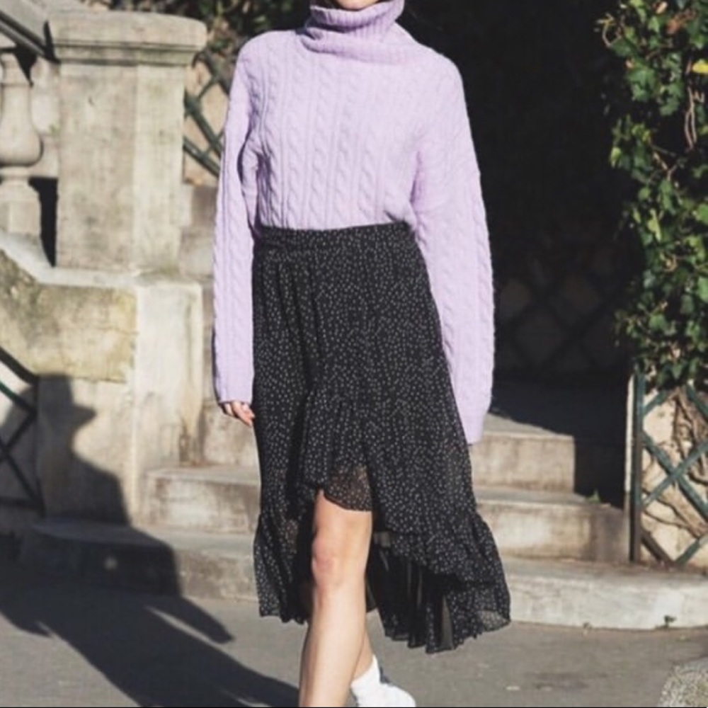 POLKA DOT HIGH LOW MIDI SKIRT
